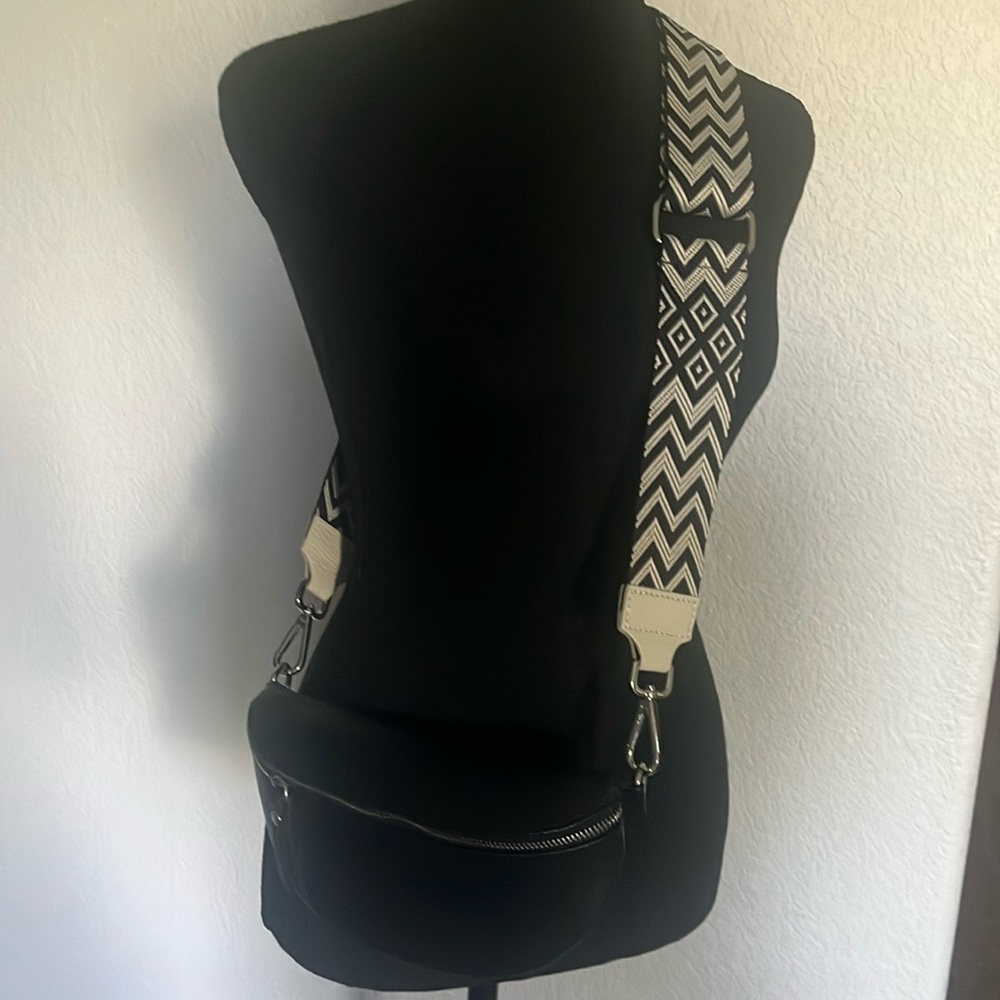 Crossbody bag with fabric strap- Real Leathet